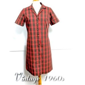 Rare VTG 60s Jerrie Lurie dress pleated dropwaist plaid vintage 1960s 70s 1970s